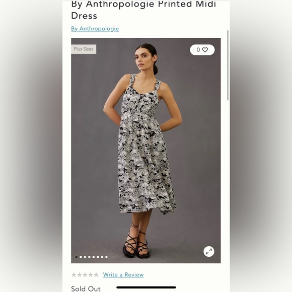 Anthropologie printed midi dress BW floral print - Picture 2 of 5